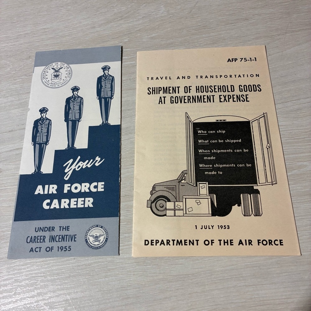Vintage U.S. Air Force Career Pamphlet 1955 & Moving Manual 1953 Military Lot